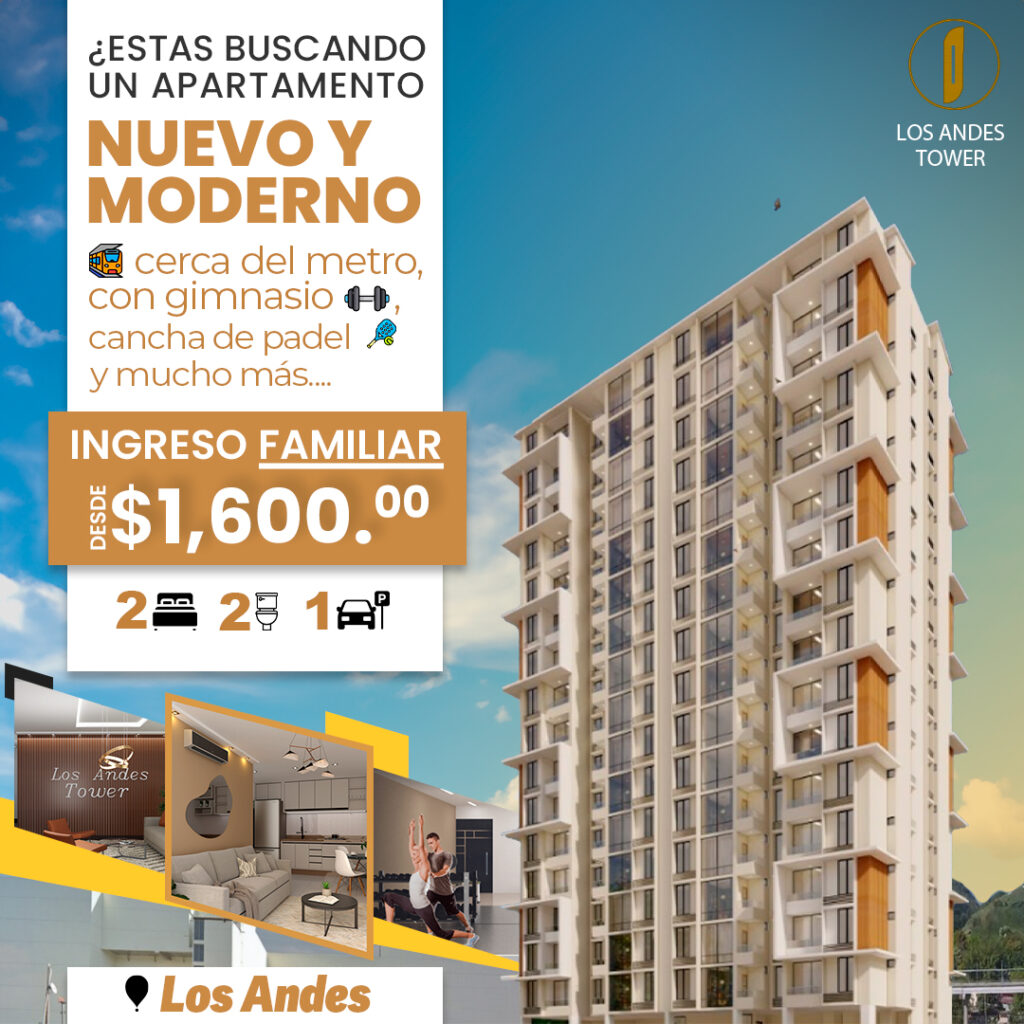 Anuncio de Los Andes Tower: nuevo apartamento con ingreso familiar desde $1,600